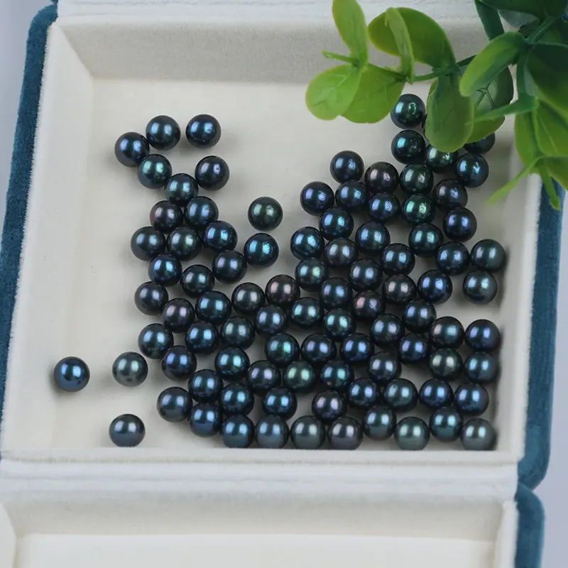 Perlas sueltas al por mayor 6-7mm negro natural Akoya forma redonda perlas sueltas