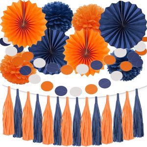 Guirnalda <span class=keywords><strong>de</strong></span> Pompones <span class=keywords><strong>de</strong></span> Papel Azul Marino y Naranja, Abanicos <span class=keywords><strong>de</strong></span> Papel con Flores, Adornos Colgantes con Puntos, Borlas, <span class=keywords><strong>para</strong></span> Decoración <span class=keywords><strong>de</strong></span> Fiestas <span class=keywords><strong>de</strong></span> <span class=keywords><strong>Cumpleaños</strong></span> y Baby Shower - Product Image 1
