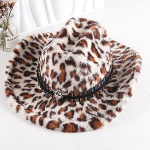 Sombrero de Vaquero de Felpa con Estampado de Leopardo ZhenXi, M56-58cm, con Adorno de Cabeza de Vaca, Estilo Occidental - Product Image 1