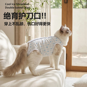Combinaison de stérilisation pour chat bleue respirante anti-léchage pour la récupération post-chirurgicale des animaux de compagnie toutes saisons - Product Image 1