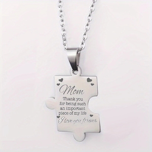 Collana Puzzle creativa in acciaio inossidabile di colore argento personalizzata collana di gioielli di moda per regali di ringraziamento <span class=keywords><strong>papà</strong></span> e <span class=keywords><strong>mamma</strong></span> - Product Image 5