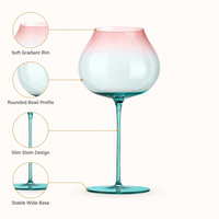 Verre à vin rouge Shunstone personnalisé, coloré, sans plomb, soufflé à la main, à pied fin, dégradé, élégant, style américain