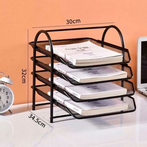 Office <b>Table</b> Sorter Circular Arc 4-layer Metal Mesh File Rack Magazine Sorting Rack Office Home School File Rack - Product Image 4