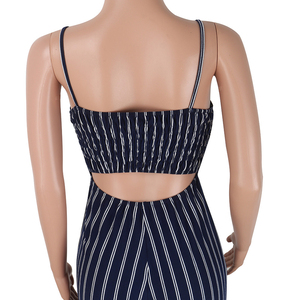 S-XXL Elegante Tuta Intera da Donna a Righe Sexy con Spalline Sottili, Senza Maniche, Schiena Scoperta, Fiocco, Casual, a Gamba Larga - Product Image 4