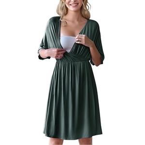 ชุดคลุมท้องสำหรับโรงพยาบาล ชุดนอนสำหรับคุณแม่ตั้งครรภ์ ชุดนอนให้นมบุตร ชุดนอนสำหรับให้นมบุตร ชุดเดรสไม้ไผ่ต้านเชื้อแบคทีเรีย - Product Image 2