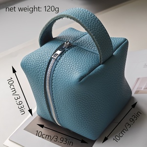 Sac à cosmétiques portable personnalisé en usine, en cuir PU de qualité supérieure, pochette à maquillage carrée, élégante et <span class=keywords><strong>minimaliste</strong></span>, organiseur de voyage pour cosmétiques - Product Image 6