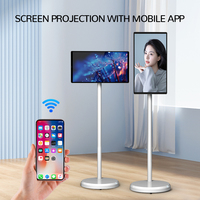 Televisor Portátil con Pantalla Giratoria de 21.5 Pulgadas, Pantalla Táctil Inteligente, Televisor Móvil Inteligente con Android para Trabajar