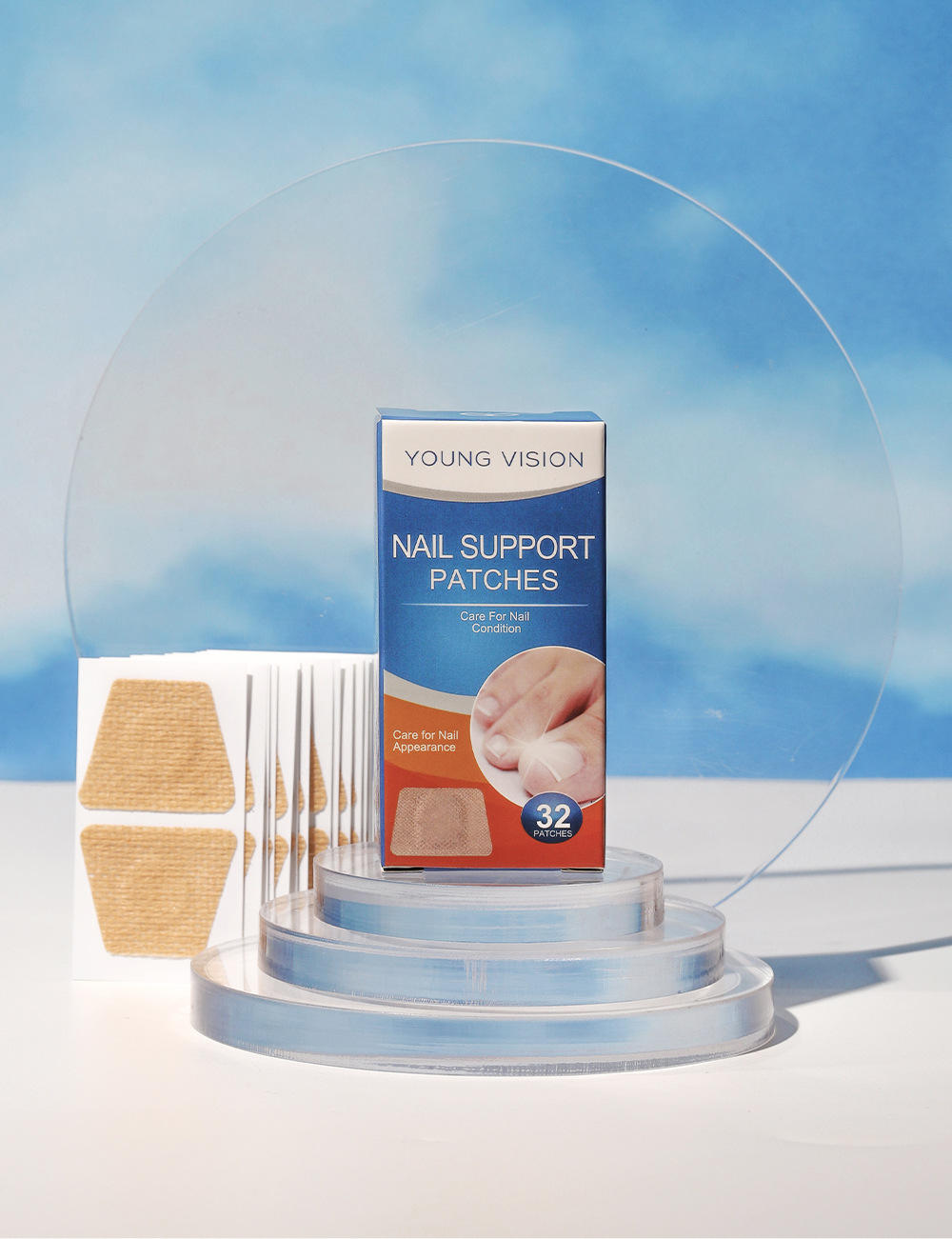 แผ่นแปะเล็บเท้าสำหรับดูแลเล็บสีเทา