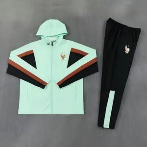 Ensemble de survêtement à capuche zippé pour homme, veste et pantalon d'entraînement, noir et orange, tenue de sport en polyester, taille XL - Product Image 3