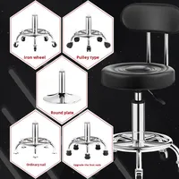 Tabouret de bar, chaise de barbier, pivotant, réglable en hauteur, avec base à 5 étoiles et roulettes, design minimaliste moderne