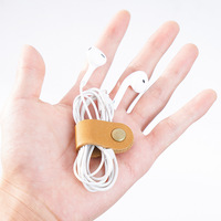 Organizador de Cables de Cuero Genuino, Protector de Auriculares USB, Bolsa Multiusos Creativa para Cocina