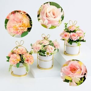 New Decorative Artificial Flower Potted Set Wedding Bouquet Decoration Desktop <b>Ornaments</b> Home Decorations - Product Image 1