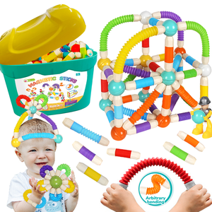Tubos de pop magnéticos, varillas y bolas, 58 Uds., bloques magnéticos DIY, construcción STEM, juguetes educativos Montessori para niños pequeños - Product Image 1
