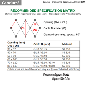Paneles de <span class=keywords><strong>Malla</strong></span> para Barandillas, <span class=keywords><strong>Malla</strong></span> de Cable con Férula SS316 para Relleno de Barandillas de Balcón - Product Image 3