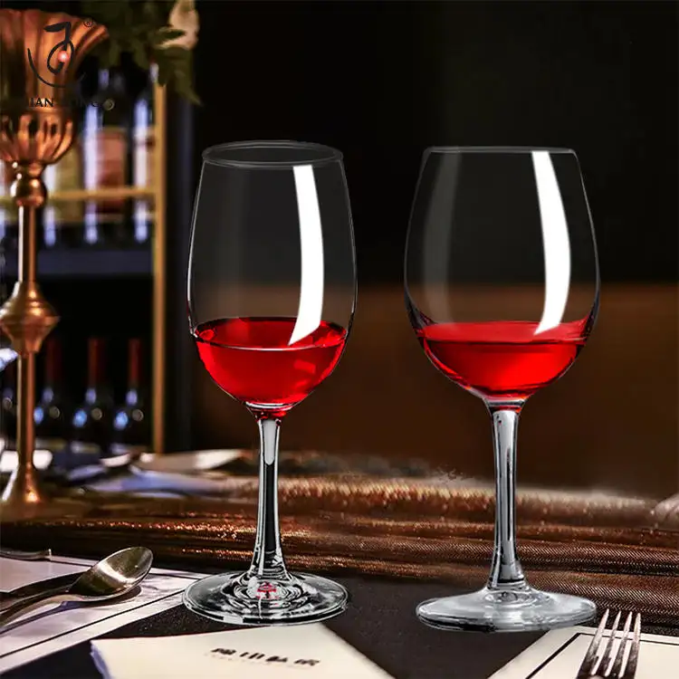 DianTong logo personalizzato di alta qualità bicchiere di vino rosso, trasparente ristorante bicchieri di vino rosso, lungo stelo bianco bicchiere di vino rosso calice