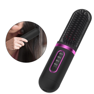 2 in 1 wiederauf ladbare Hot Comb Frauen Haar glätter Bürste Drahtlose Keramik Schnell heizung Planchas De Cabello Schnur loses Flacheisen - Product Image 1