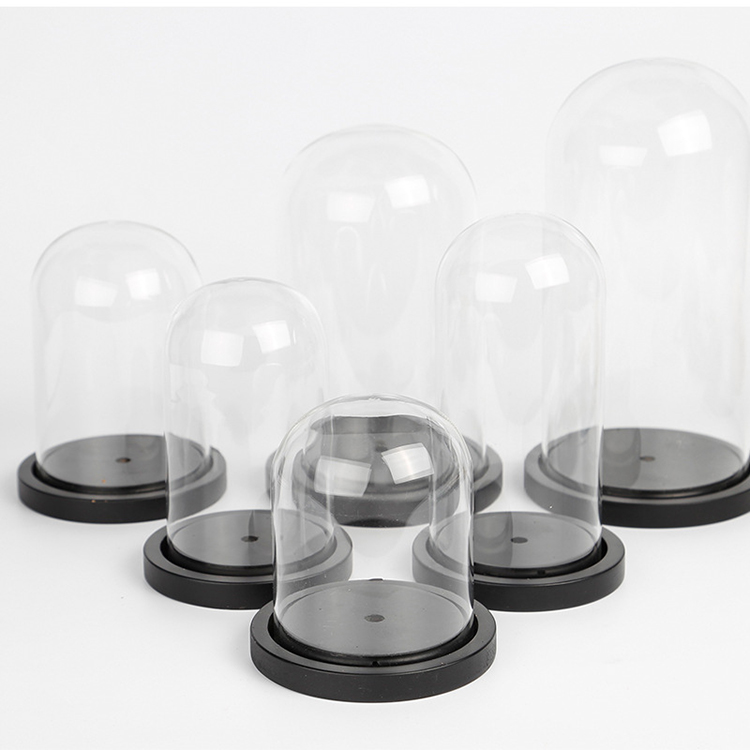 Groothandel Display Glazen Kaars Cloche Lege Glazen Stolp Ovale Led Glazen Koepel Met Lichte Houten Basis