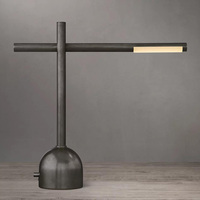 Lampe de table de salon de bureau moderne Machenlin, éclairage vertical intérieur personnalisable, apprentissage, abat-jour en acrylique cube en laiton, alimentation CA