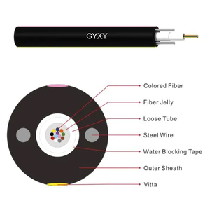 GYXTY/GYFXTY <span class=keywords><strong>Câble</strong></span> à fibre optique FTTH aérien pour conduit extérieur <span class=keywords><strong>2</strong></span> 4 6 Hilos 12 24 Core Single <span class=keywords><strong>Mode</strong></span> <span class=keywords><strong>Renforcé</strong></span> <span class=keywords><strong>Câble</strong></span> optique résistant aux UV - Product Image 3