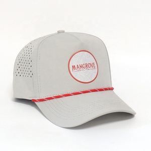 OEM 맞춤형 고품질 5 패널 레이저 컷 구멍 뚫린 방수 스포츠 야구 모자 고무 로고 퍼포먼스 남성용 아빠 모자 - Product Image 3