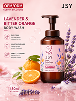 OEM ODM Marque Privée 480ml Lavande Orange Amère Gel Douche Moussant Mousse Riche Hydratant Nettoyage Doux pour Tous Types de Peau
