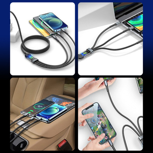 Cable de Carga con Pantalla LED OEM de 1.2M, 3 en 1, 100W, Cable Tipo <span class=keywords><strong>C</strong></span> a Micro USB para iPhone, Luz Nocturna, Cable Micro USB Trenzado de Carga Rápida - Product Image 2