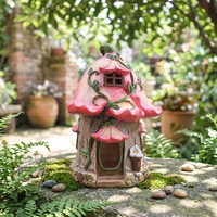Maison en résine peinte à la main personnalisée en forme de champignon avec lumière solaire pour la décoration de jardin