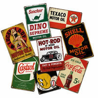 Letreros Metálicos Vintage de Hierro, Decoraciones de Pared para Garaje, Pósters de Coches Hot Rod, Placas Metálicas de Gasolineras, Decoración Retro para Cuarto de Hombre