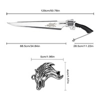 Réplique d'arme 129 cm Final Fantasy VIII FF8 Squall Leonhart : Gunblade Revolver Gun Sword Non-Fonctionnel Full Tang Lionheart