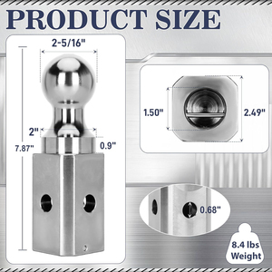 Boule d'attelage à col de cygne AMBITION 2-5/16 pouces, boule d'attelage de remplacement compatible avec les attaches de <span class=keywords><strong>remorque</strong></span> B&W, chromée - Product Image 5