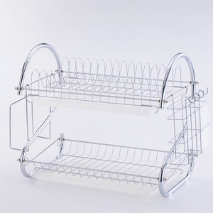 Égouttoir en métal pour vaisselle, étagère de rangement de bol à vaisselle, panier de cuisine multifonctionnel, Double couche - Product Image 6