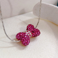 Collier en zircon à nœud papillon tendance - Nouveau design INS - Polyvalent pour toutes les occasions - Collier élégant en acier inoxydable pour femmes