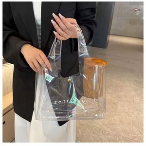 Nouvelle mode sac fourre-tout en PVC personnalisé avec bouton-pression transparent épaule fourre-tout de plage pour le shopping article de promotion - Product Image 5