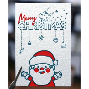 Santa Claus thẻ & Bookmark Set Foil đóng dấu tái sử dụng với Red Ribbon phong bì 10 thẻ + 5 Bookmark Sponge lót loại - Product Image 3
