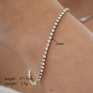 Pulsera de tenis con circonitas cúbicas de 2 mm |   Cadena de Acero Inoxidable Chapada en Oro PVD de 18K con Circonitas |   Impermeable, Hipoalergénico y Resistente al Deslustre - Product Image 5