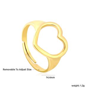 Bague ajustable personnalisée en acier inoxydable plaqué or 18 carats pour femme, motif fleur cœur, coquillage océanique et étoile de mer, étanche - Product Image 5