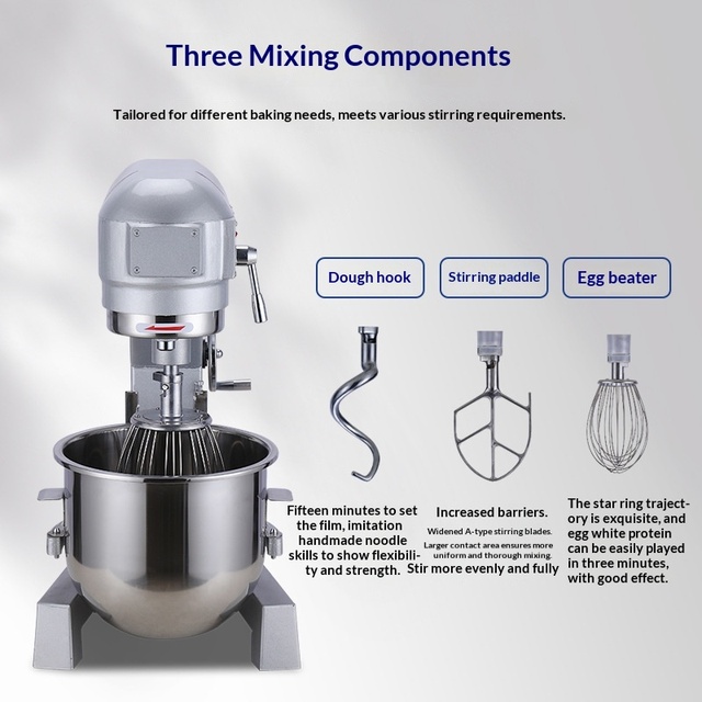 Flour Mixer Commercial Fully Automatic Stepless Speed-Adjustable Silver/Gray Food Mixer Large Fresh Milk Egg Beater Whisk