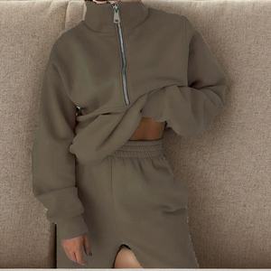 Ensemble de survêtement d'hiver personnalisé avec logo, grandes tailles, sweat-shirt en polaire à demi-zip et pantalon de survêtement, ensemble confortable 2 pièces - Product Image 1