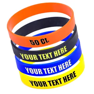 Nessun minimo braccialetti personalizzati braccialetti in gomma con impresso di testo personalizzati braccialetto promozionale in Silicone