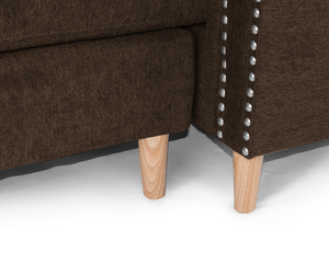 Ensemble de canapé modulable moderne en velours réversible avec pieds en bois et accoudoirs carrés, 2 coussins d'appoint couleur beige pour salon - Product Image 6