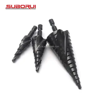 Borui Set mata bor kerucut langkah bohss, 3 buah 4-12mm 4-20mm 4-32mm HSS batang Hex untuk logam