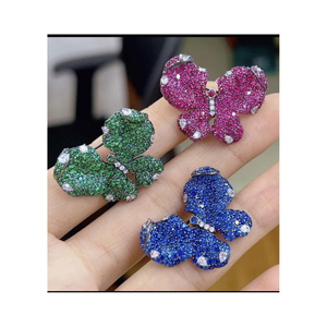 925 Sterling <b>Silver</b> 5A Zircon Colorful Butterfly <b>Brooch</b> Pin Jewelry Micro Insert Plated for Wedding Engagement Gift Party Export - Product Image 1