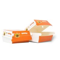 Caja con Logotipo Impreso Personalizado con Diferentes Colores, Caja de Embalaje de Alimentos Desechable, Caja de Hamburguesas de Papel Kraft Compostable Ecológica