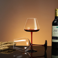 Cravate noire de haute qualité verre à vin personnalisé vente chaude cristal rouge élégant gobelet de mariage minimaliste élégant Logo matière plastique