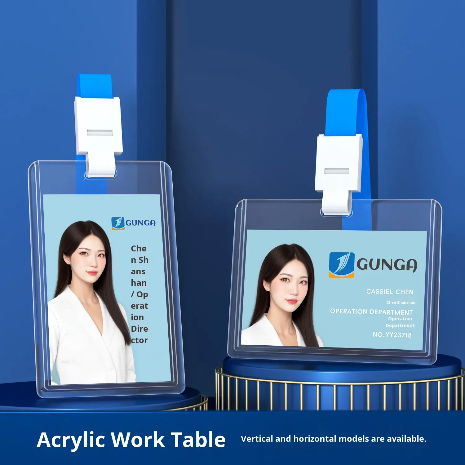 transparent acrylic badge 60x20mm case