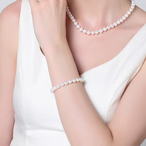 Autentico braccialetto di perle d'acqua dolce naturale quasi rotondo per le donne 7-8mm regalo per la festa della mamma e la <span class=keywords><strong>suocera</strong></span> - Product Image 2