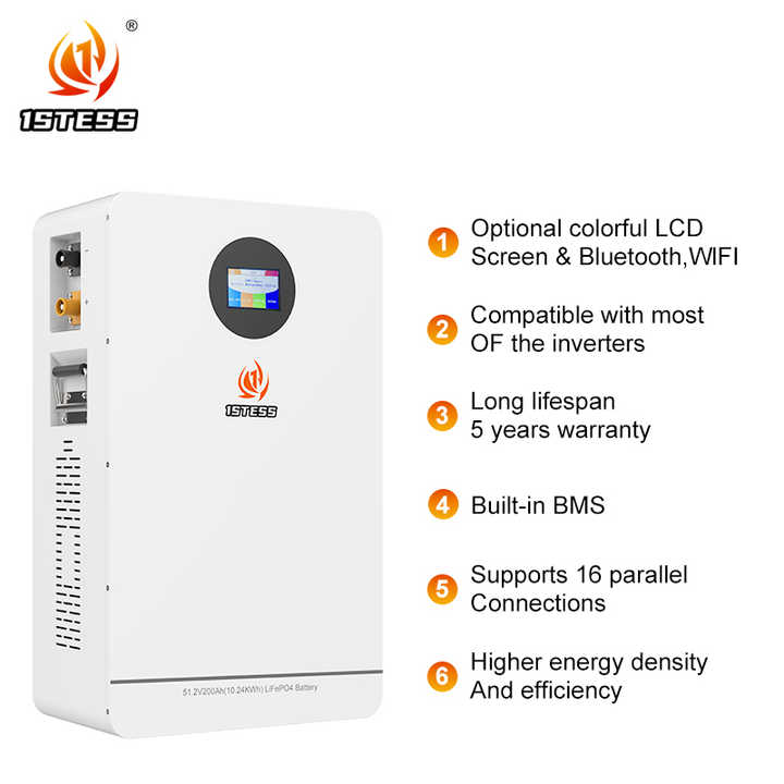 51.2V 200Ah 10.24kWh Home Energy Storage Battery Pack Wall Mount All in ...