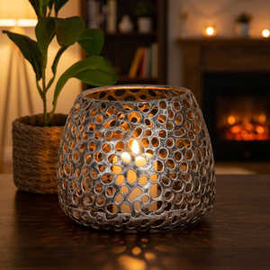 Candelabro de metal plateado artesanal con cinco brazos, soporte duradero para velas, decoración para el hogar, candelabro para rituales luminosos - Product Image 5