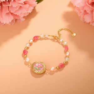 Fashion <b>Beaded</b> <b>Bracelet</b> 316L Stainless Steel PVD <b>Gold</b> Plating Sustainable Resistant Pink Pearl Design - Product Image 3
