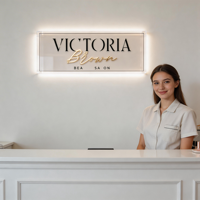 Panneau publicitaire métallique rond 3D personnalisé pour l'extérieur et l'intérieur, logo de clinique dentaire, panneau rétroéclairé pour entreprise